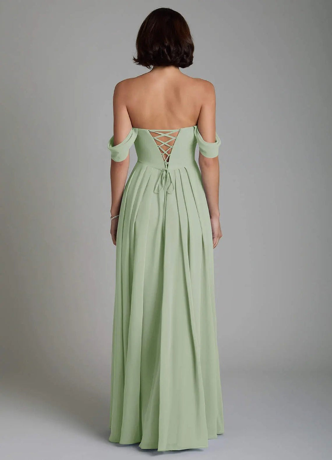 Loisa A-Line Off-the-Shoulder Chiffon Bridesmaid Dress in Dusty Sage