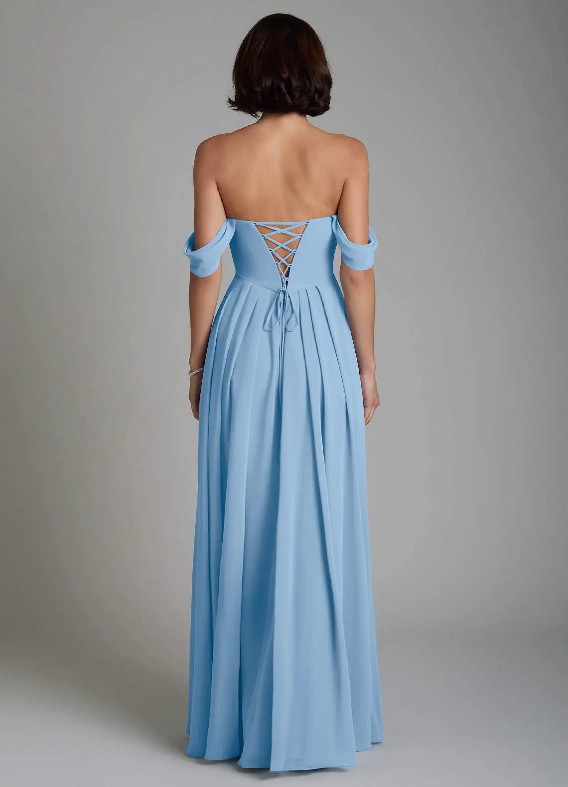 Loisa A-Line Off-the-Shoulder Chiffon Bridesmaid Dress in Powder Blue