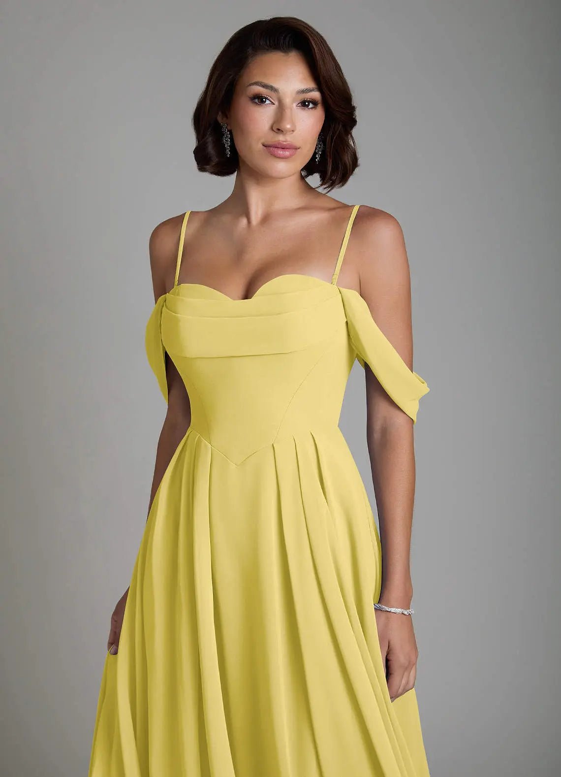 Loisa A-Line Off-the-Shoulder Chiffon Bridesmaid Dress in Butter