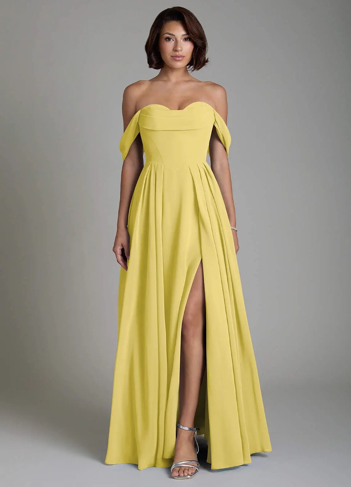 Loisa A-Line Off-the-Shoulder Chiffon Bridesmaid Dress in Butter