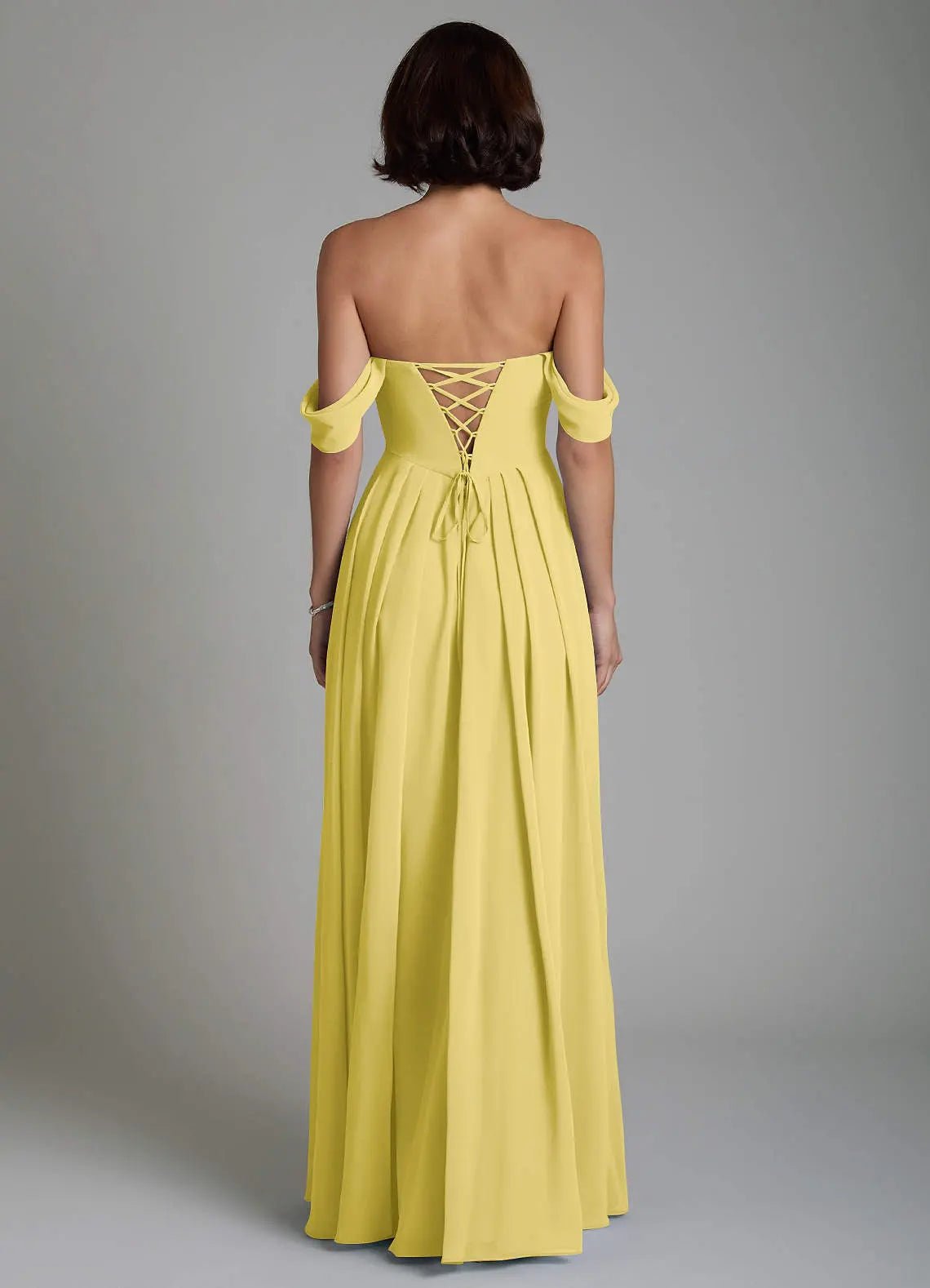 Loisa A-Line Off-the-Shoulder Chiffon Bridesmaid Dress in Butter