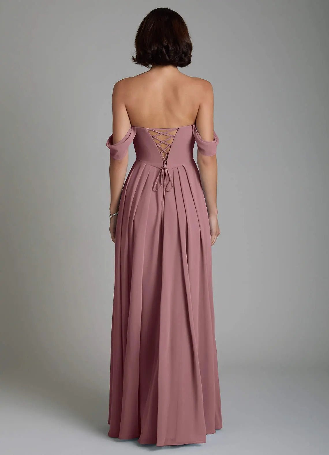 Loisa A-Line Off-the-Shoulder Chiffon Bridesmaid Dress in Amethyst