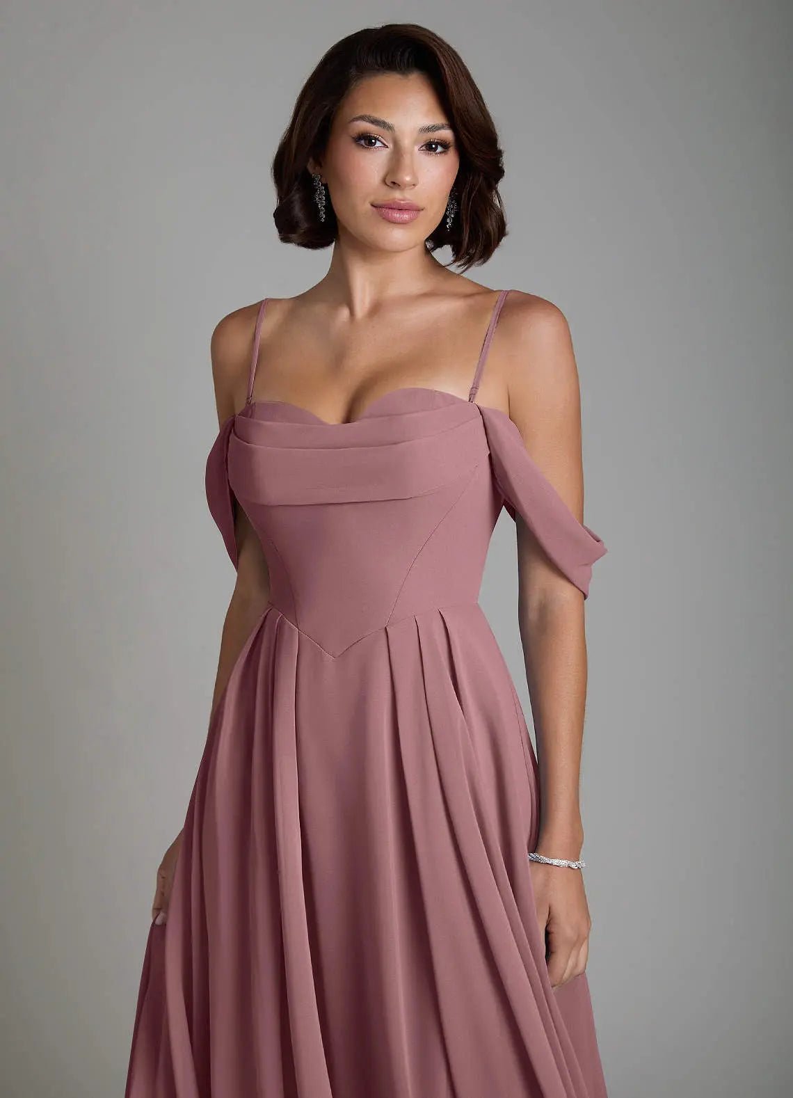 Loisa A-Line Off-the-Shoulder Chiffon Bridesmaid Dress in Amethyst
