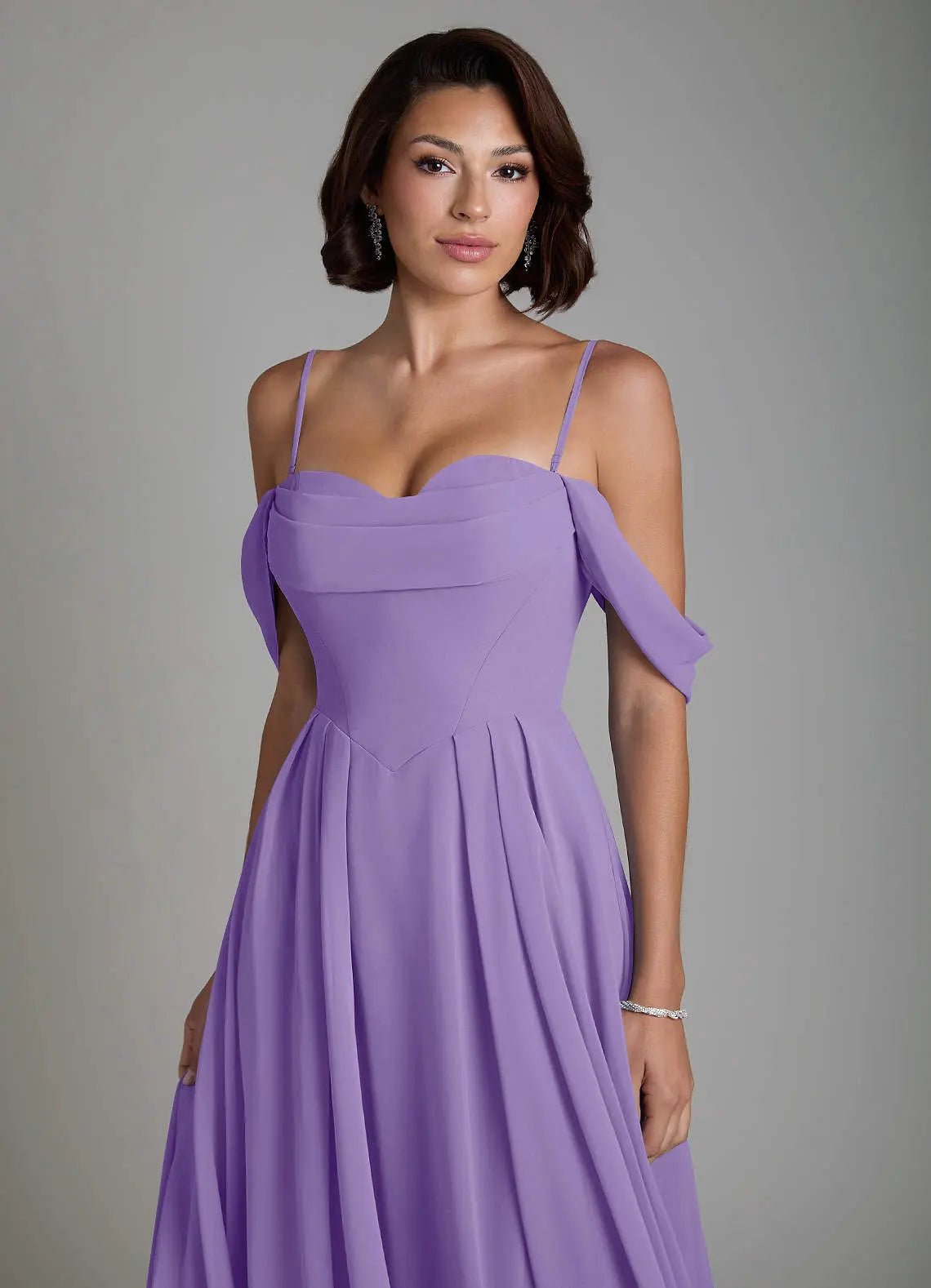 Loisa A-Line Off-the-Shoulder Chiffon Bridesmaid Dress in Tahiti