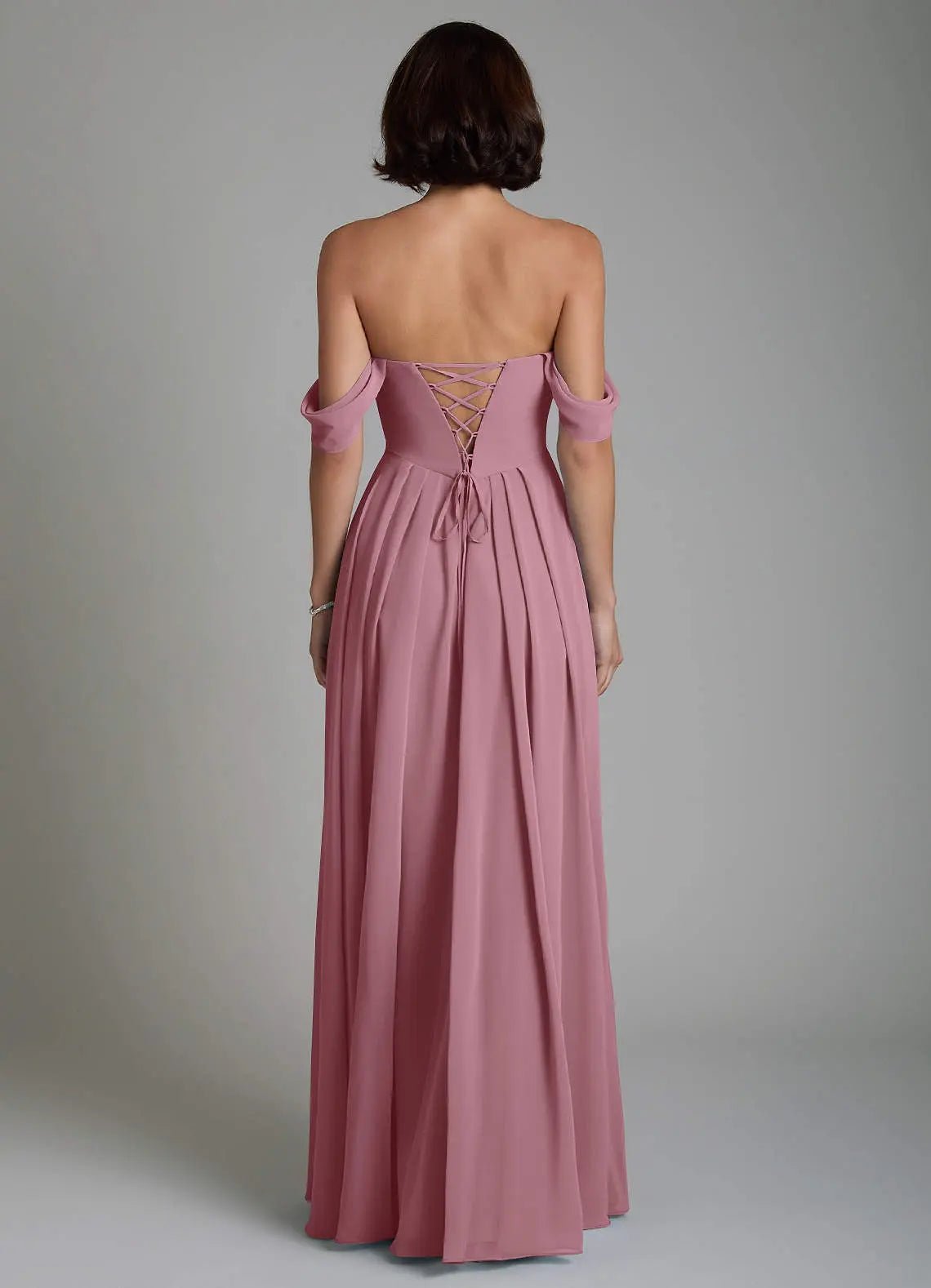 Loisa A-Line Off-the-Shoulder Chiffon Bridesmaid Dress in Vintage Mauve