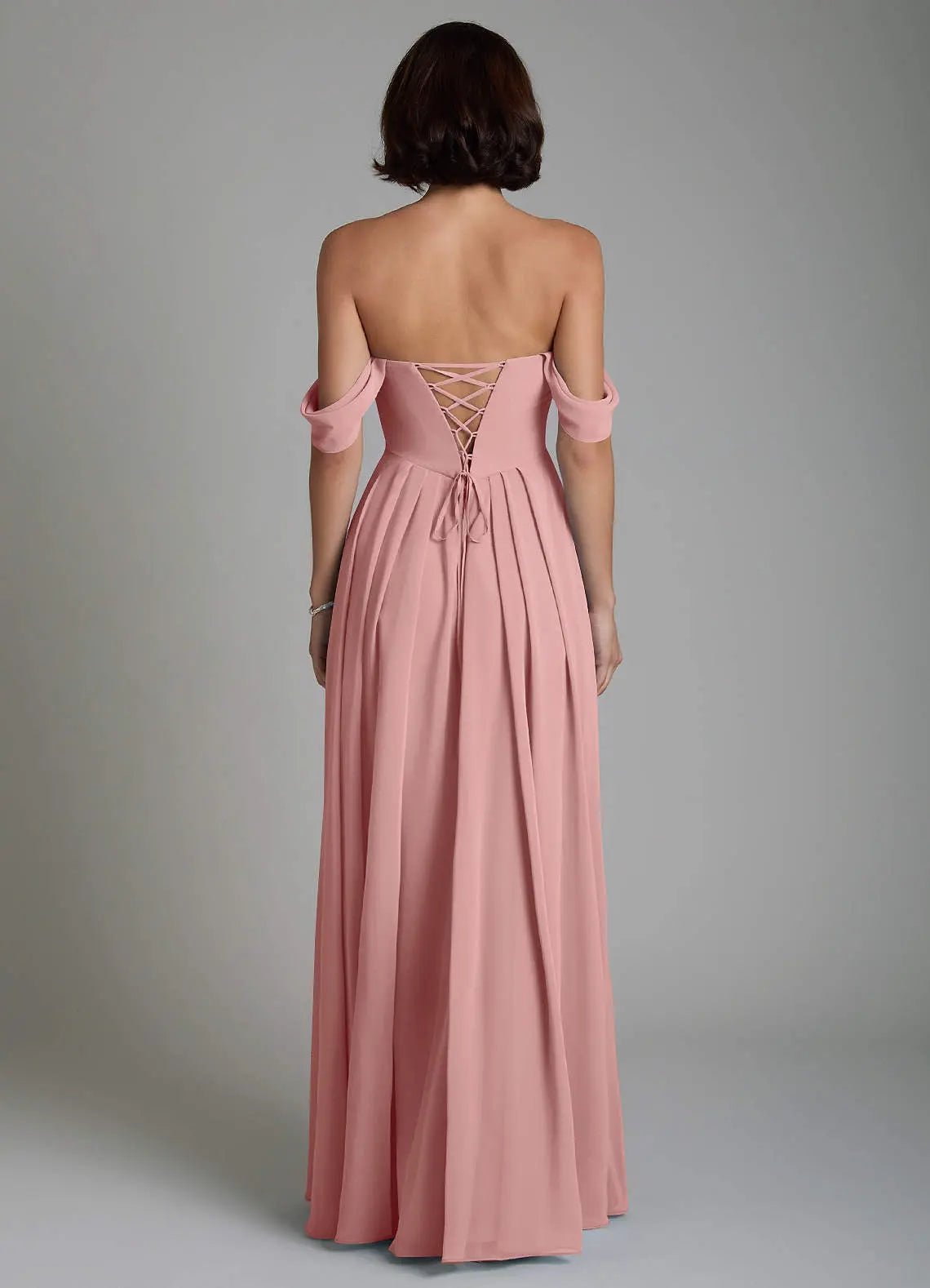 Loisa A-Line Off-the-Shoulder Chiffon Bridesmaid Dress in dusty rose
