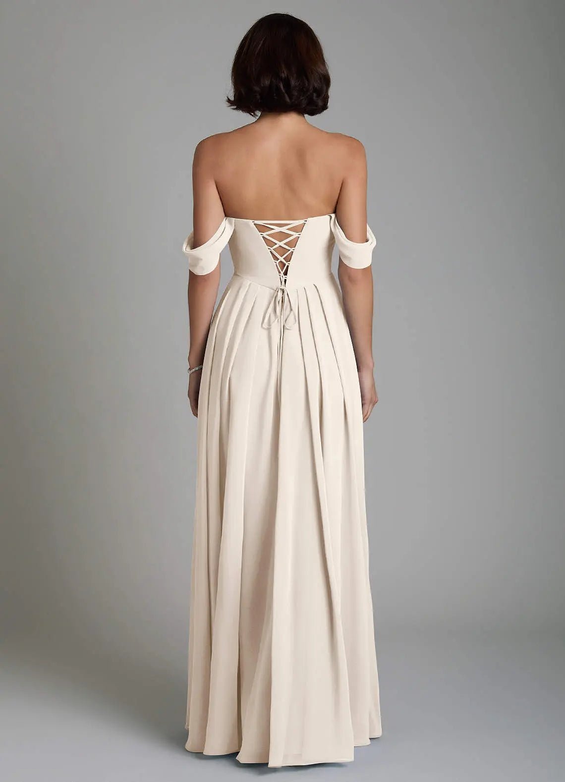 Loisa A-Line Off-the-Shoulder Chiffon Bridesmaid Dress in White Alabaster