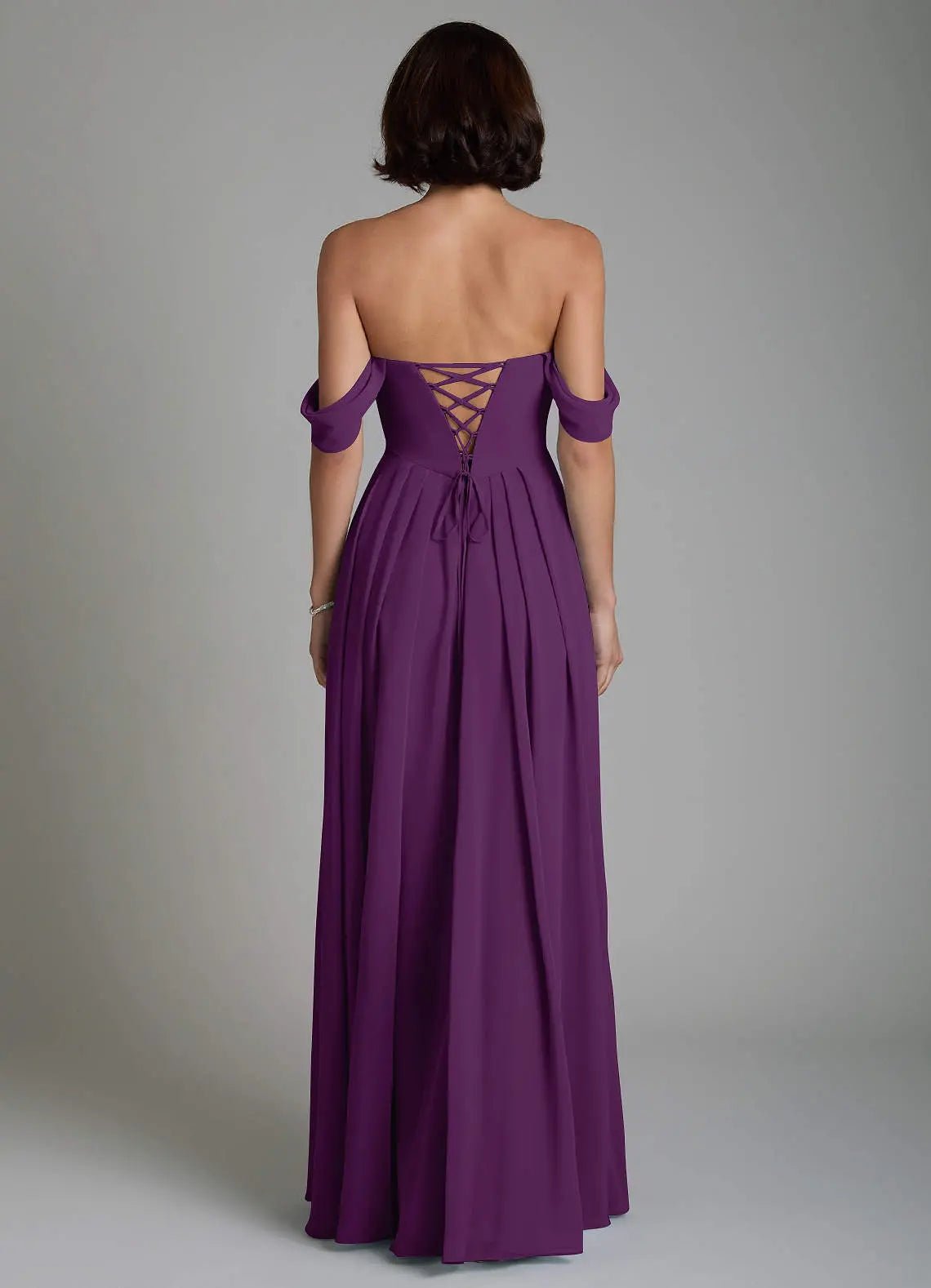 Loisa A-Line Off-the-Shoulder Chiffon Bridesmaid Dress in Grape