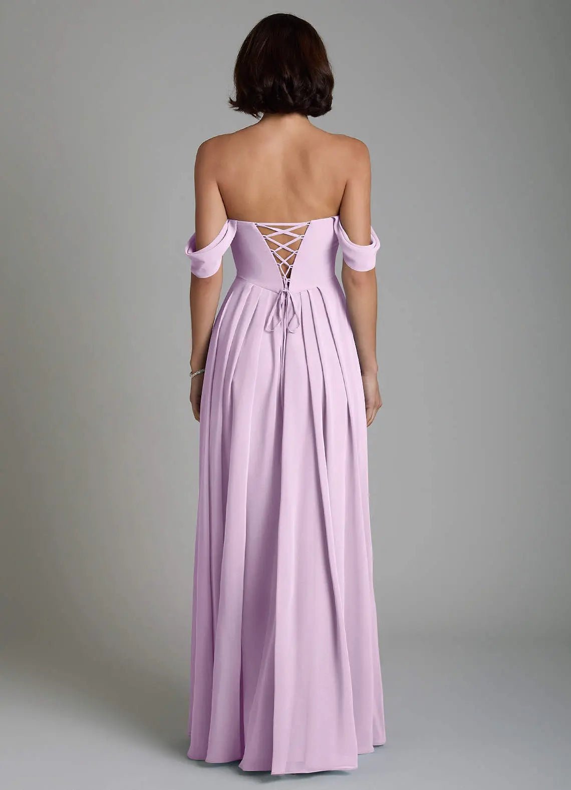Loisa A-Line Off-the-Shoulder Chiffon Bridesmaid Dress in Frosted Lilac