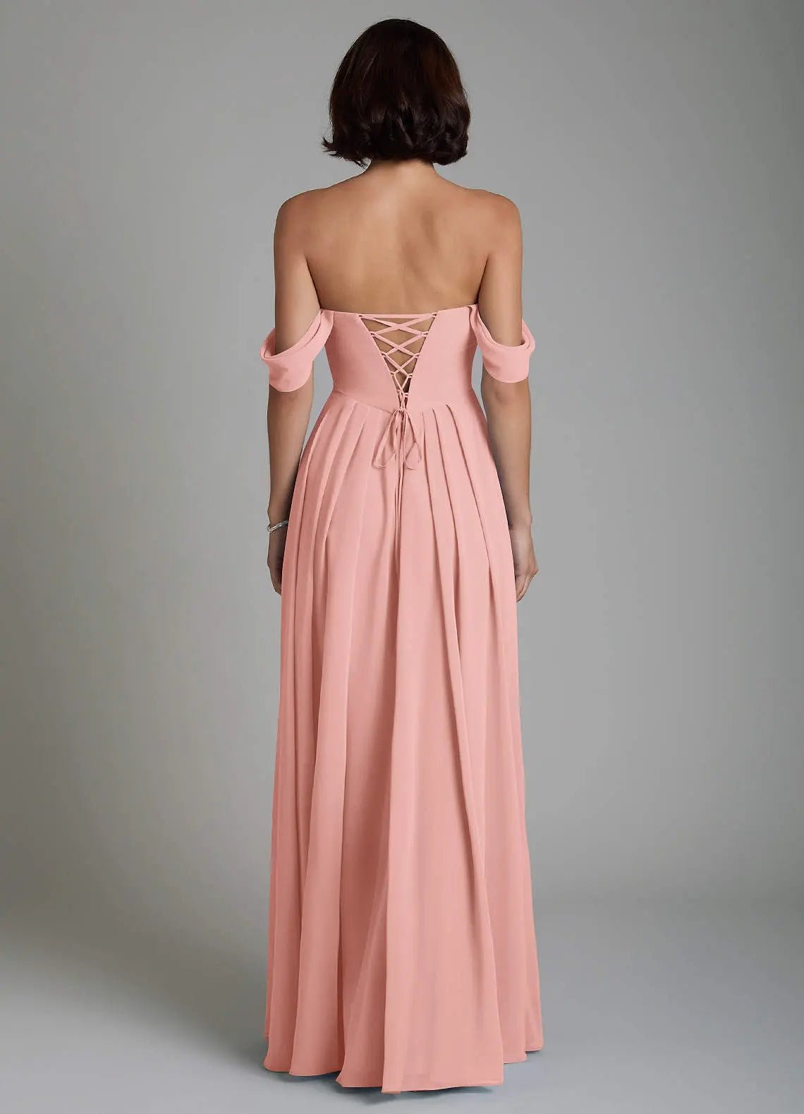 Loisa A-Line Off-the-Shoulder Chiffon Bridesmaid Dress in Rosette