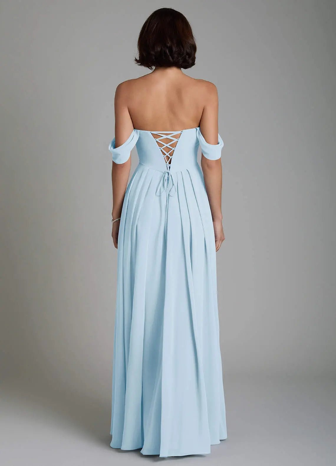 Loisa A-Line Off-the-Shoulder Chiffon Bridesmaid Dress in Sky Blue