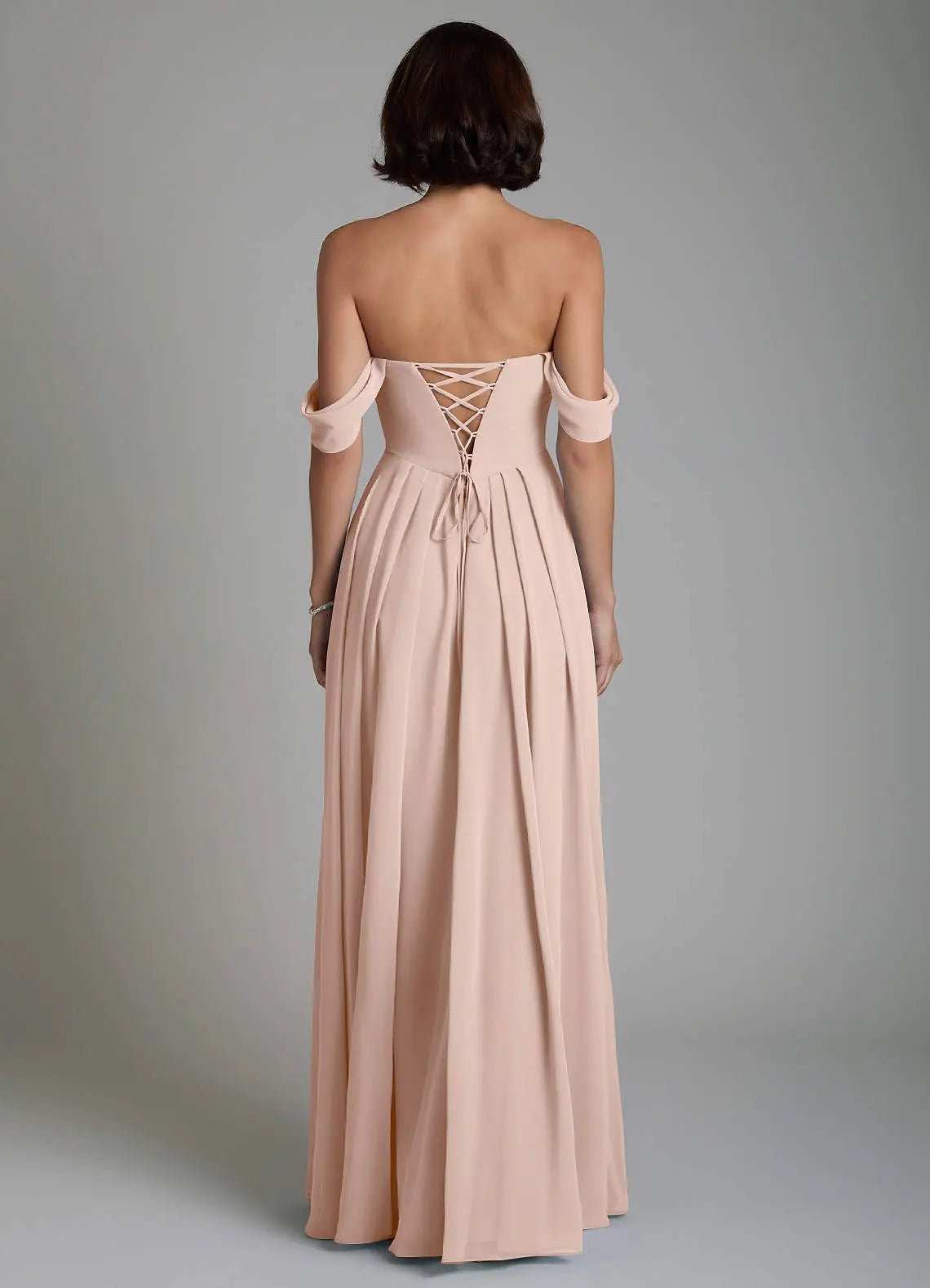 Loisa A-Line Off-the-Shoulder Chiffon Bridesmaid Dress in English Rose