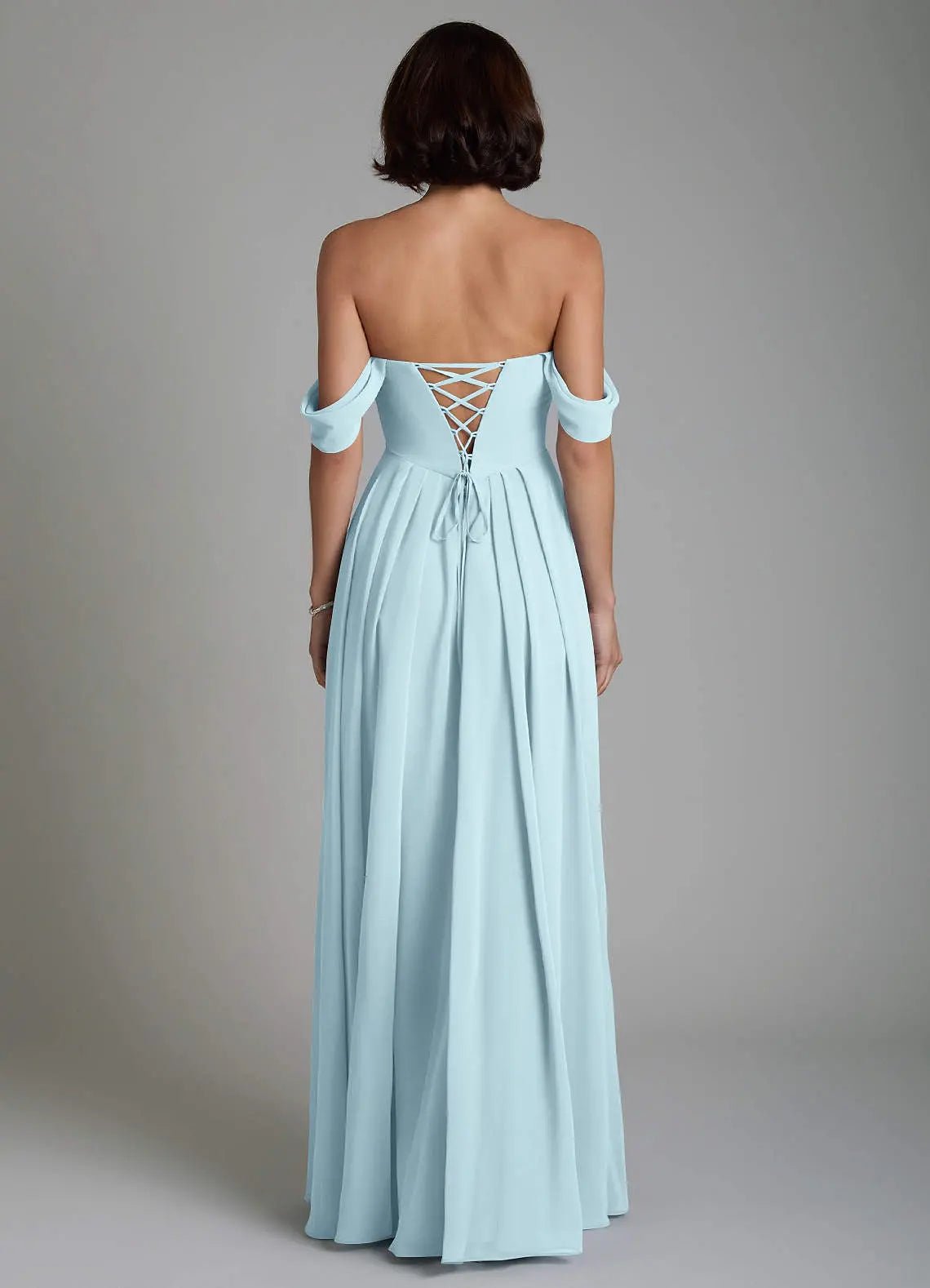 Loisa A-Line Off-the-Shoulder Chiffon Bridesmaid Dress in Cloud Blue