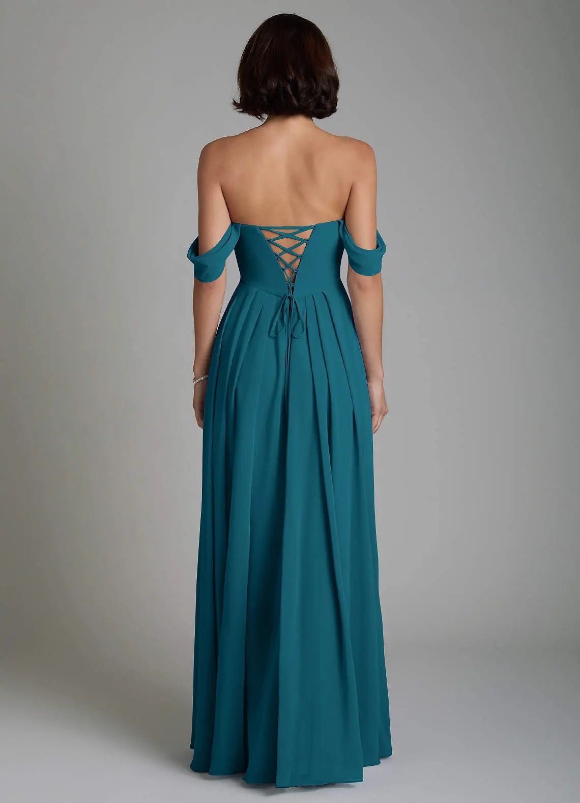 Loisa A-Line Off-the-Shoulder Chiffon Bridesmaid Dress in Ink Blue