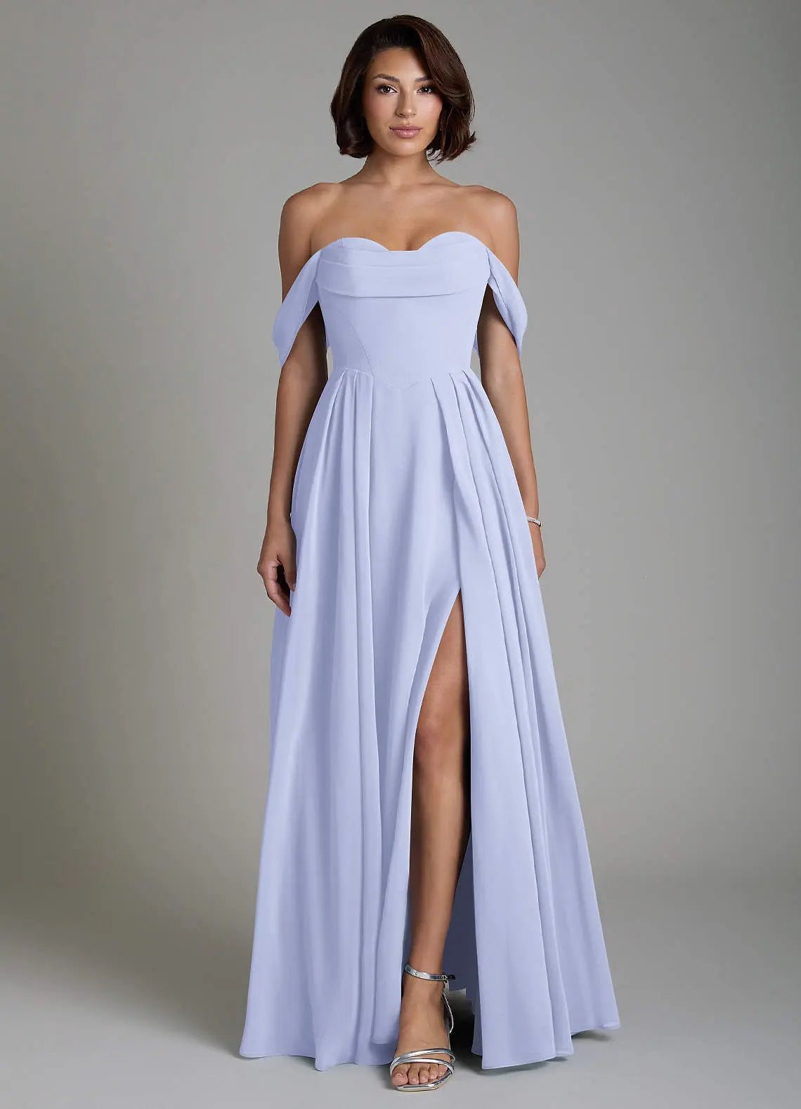 Loisa A-Line Off-the-Shoulder Chiffon Bridesmaid Dress in Lavender
