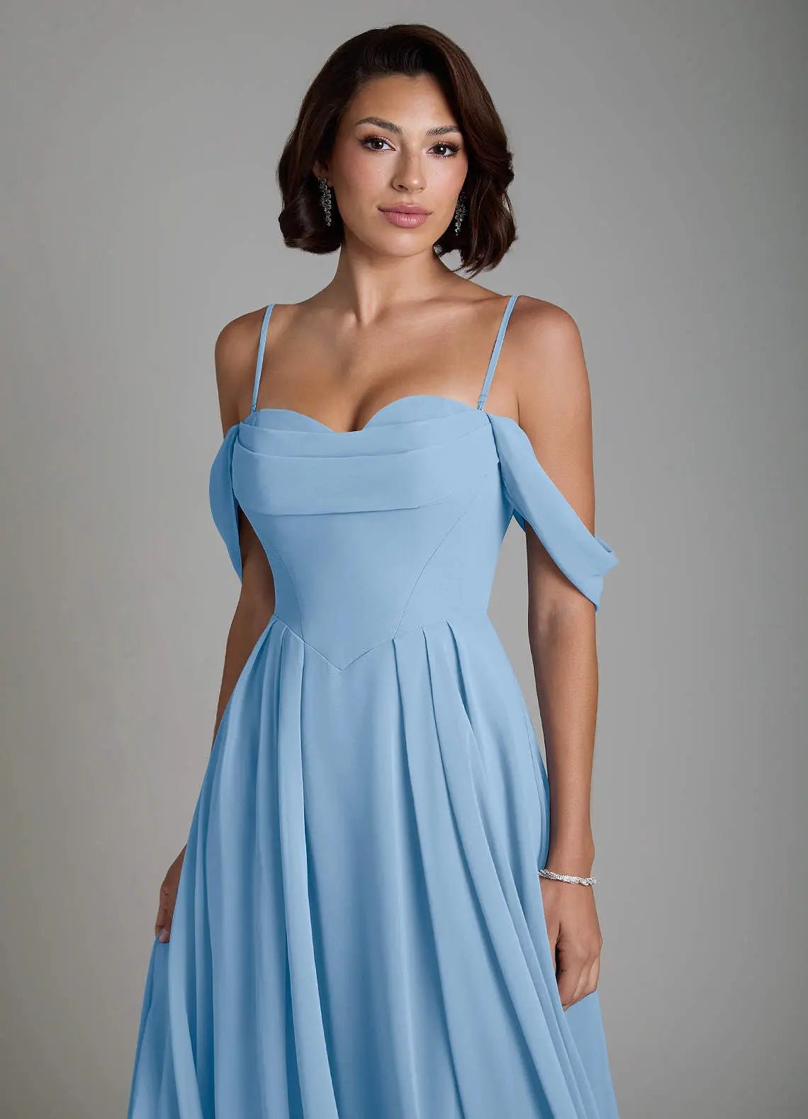 Loisa A-Line Off-the-Shoulder Chiffon Bridesmaid Dress in Powder Blue