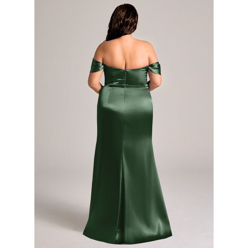 Velora Sheath Off-the-Shoulder Metallic Satin Bridesmaid Dress in Eucalyptus - official view 10