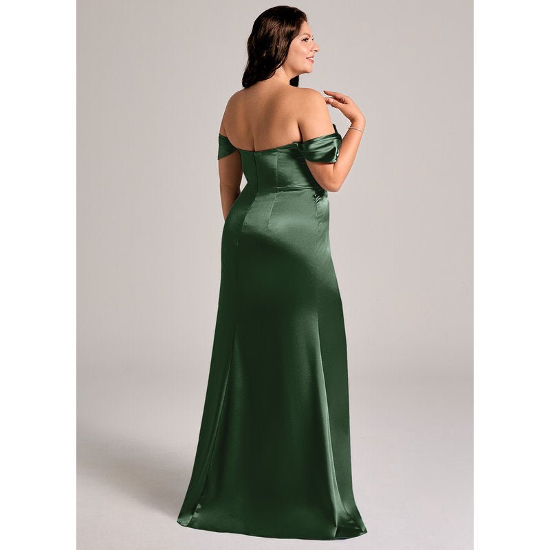 Velora Sheath Off-the-Shoulder Metallic Satin Bridesmaid Dress in Eucalyptus - official view 14