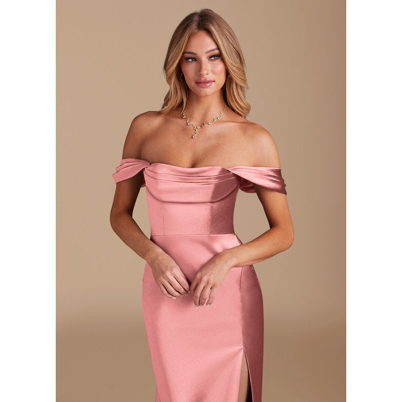 Velora Metallic Satin Bridesmaid Dress in Rosette - view 3