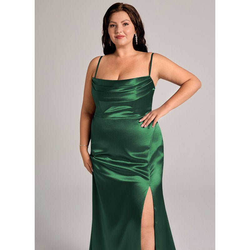 Velora Metallic Satin Bridesmaid Dress in Dark Green - view 14