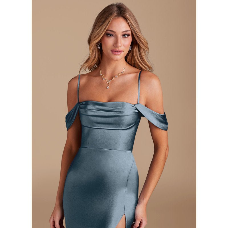 Velora Metallic Satin Bridesmaid Dress in Twilight - view 1