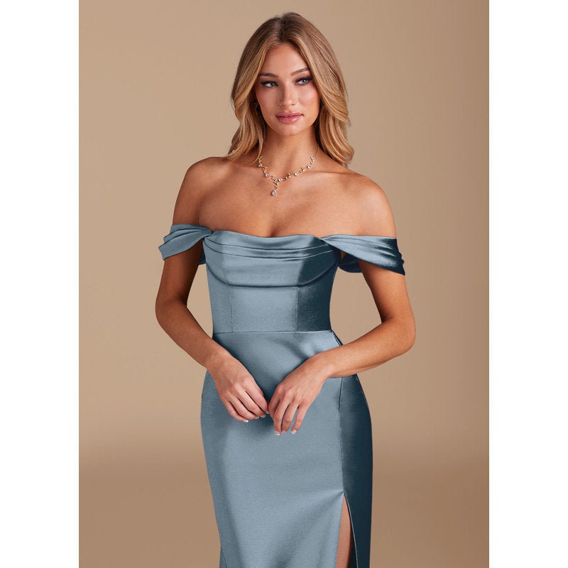 Velora Metallic Satin Bridesmaid Dress in Twilight - view 2