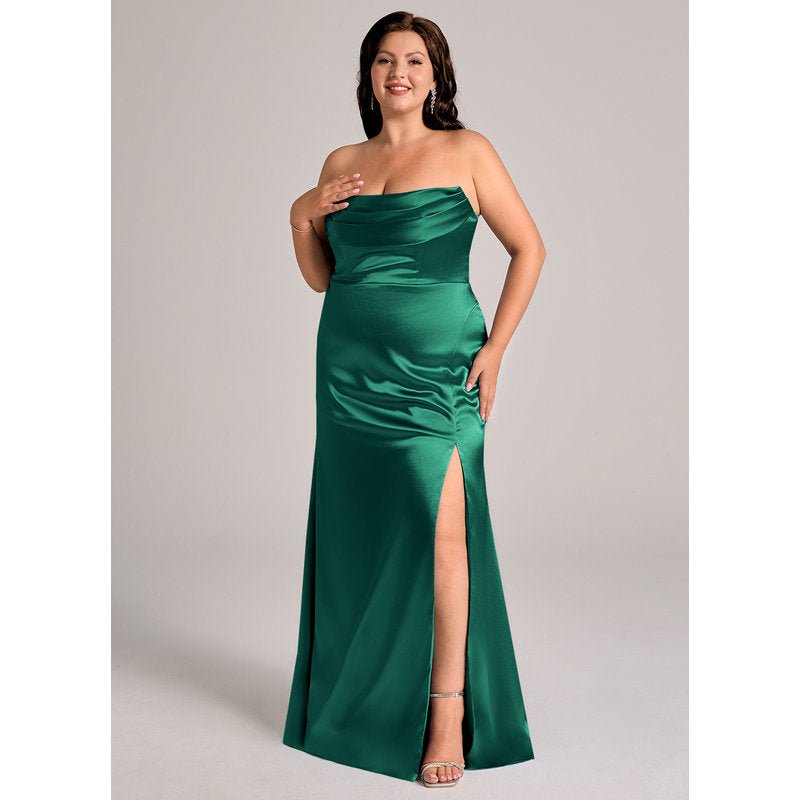 Velora Sheath Off-the-Shoulder Metallic Satin Bridesmaid Dress in Emerald - official view 12