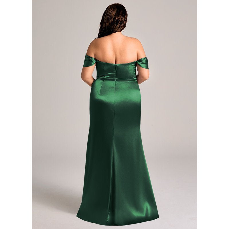 Velora Metallic Satin Bridesmaid Dress in Dark Green - view 9
