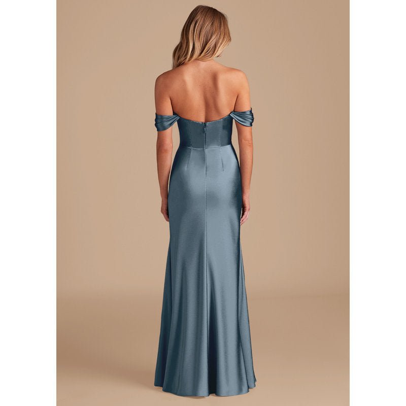 Velora Metallic Satin Bridesmaid Dress in Twilight - view 3