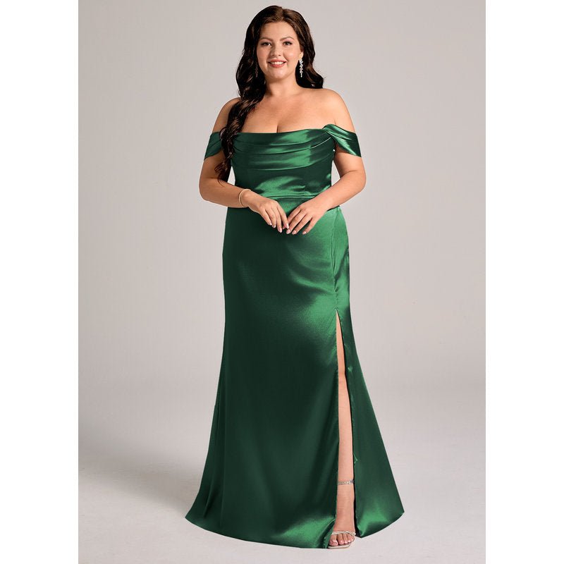 Velora Metallic Satin Bridesmaid Dress in Dark Green - view 8