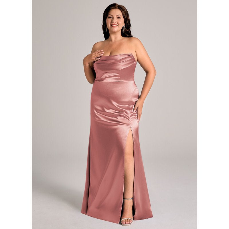 Velora Sheath Off-the-Shoulder Metallic Satin Bridesmaid Dress in dusty rose - official view 13