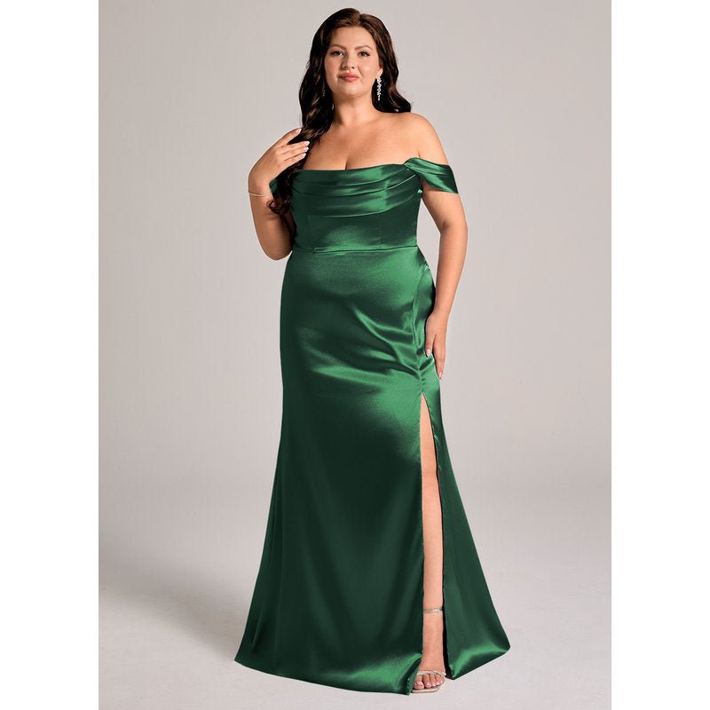 Velora Metallic Satin Bridesmaid Dress in Dark Green - view 10