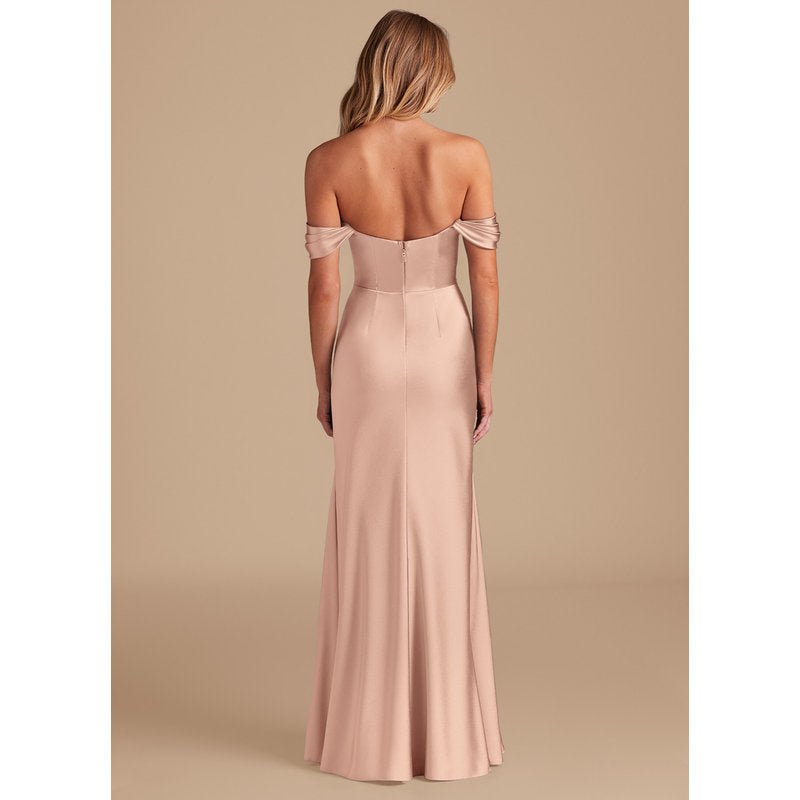 Velora (Azazie Saige) English Rose Metallic Satin Bridesmaid Dress — official gallery view 4