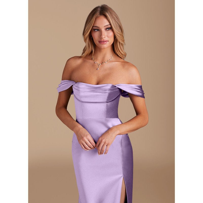 Velora Metallic Satin Bridesmaid Dress in Lilac - view 2