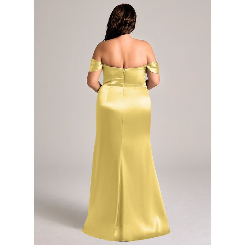 Velora (Azazie Saige) Canary Metallic Satin Bridesmaid Dress — official gallery view 3
