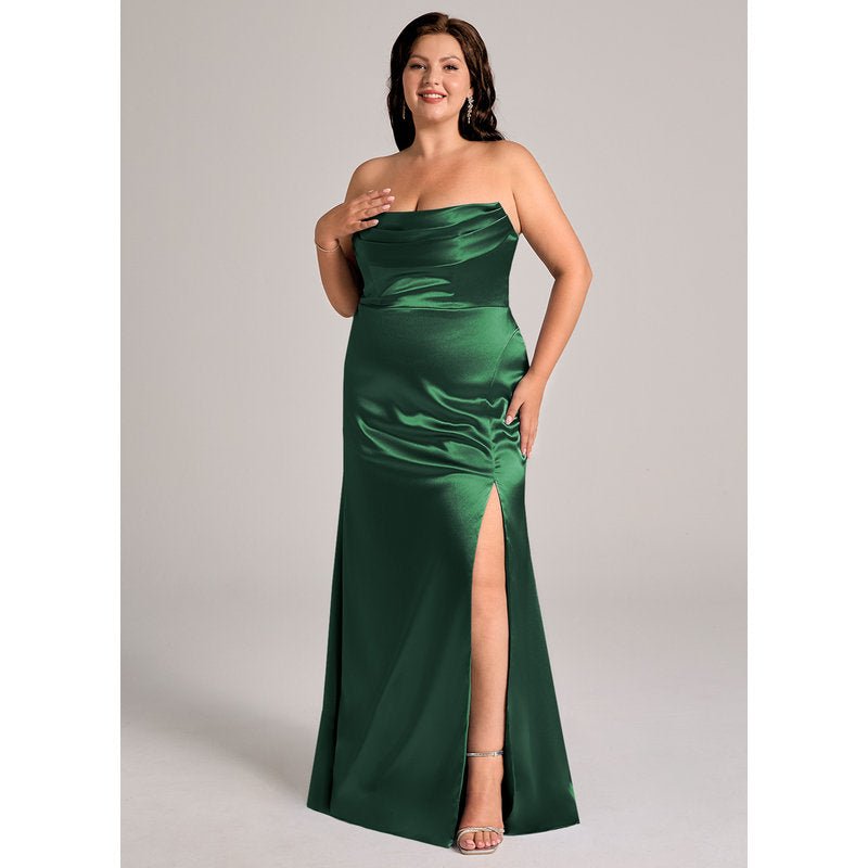 Velora Metallic Satin Bridesmaid Dress in Dark Green - view 11