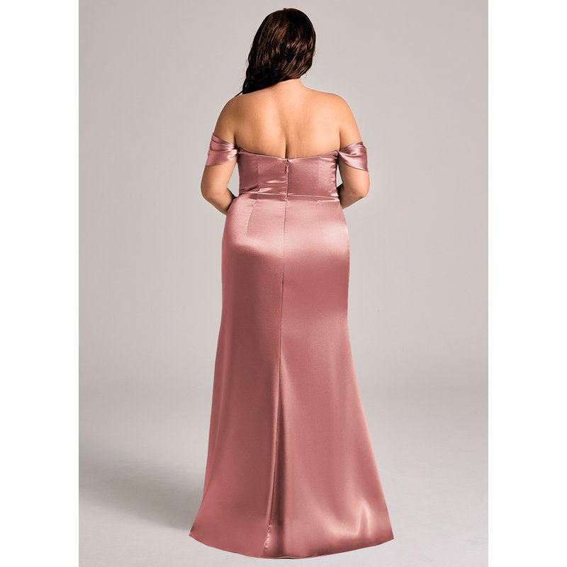Velora Sheath Off-the-Shoulder Metallic Satin Bridesmaid Dress in dusty rose - official view 11