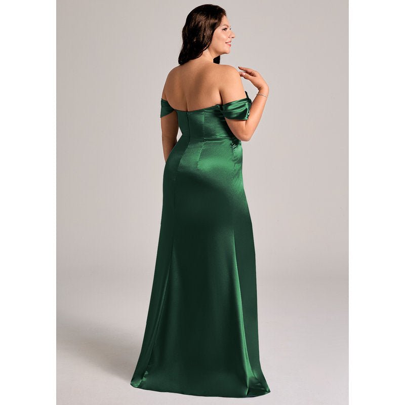 Velora Metallic Satin Bridesmaid Dress in Dark Green - view 13