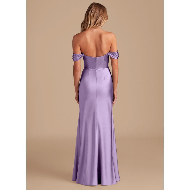 Velora Metallic Satin Bridesmaid Dress in Lilac - view 3