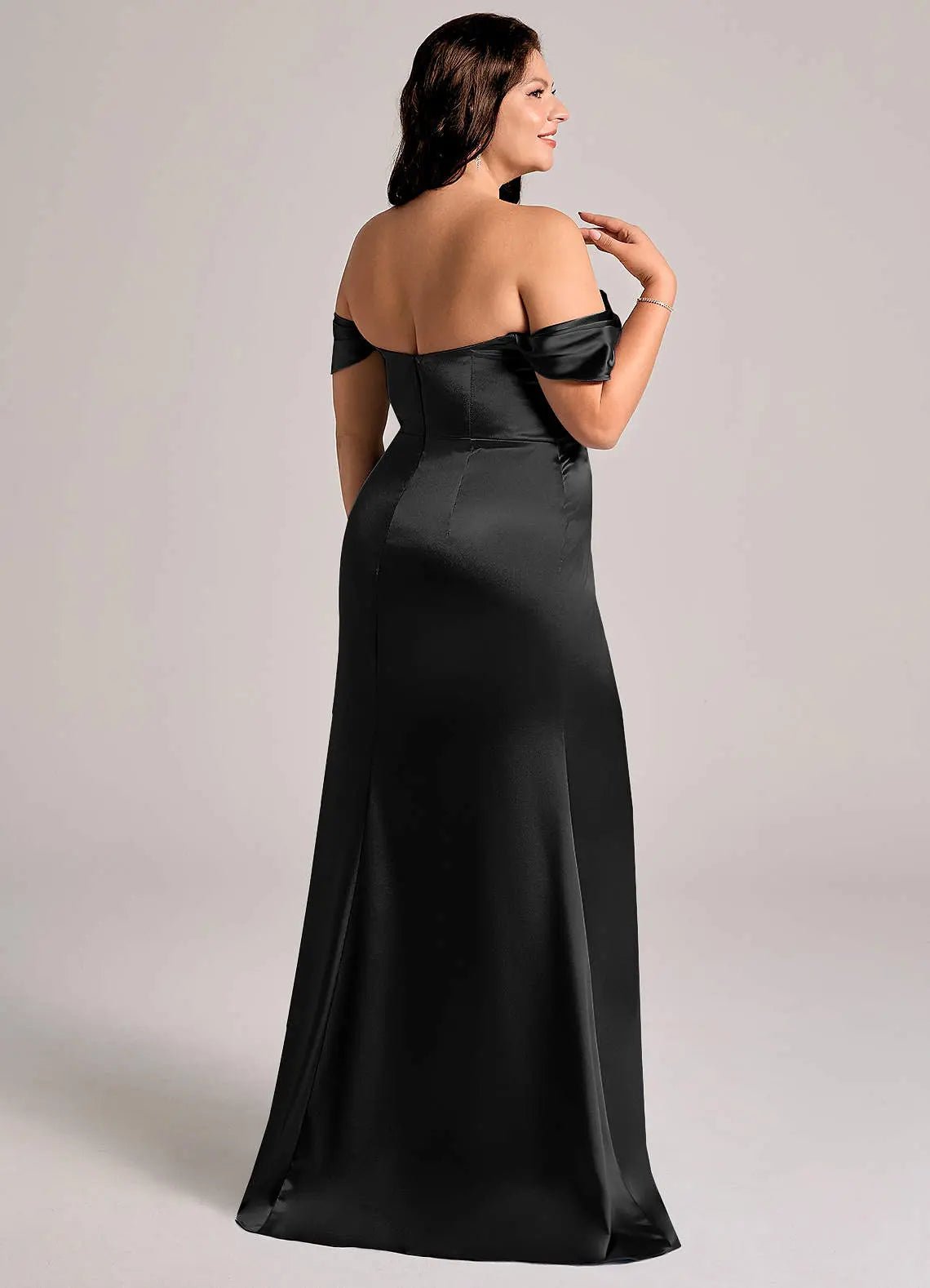 Saige Sheath Off-the-Shoulder Metallic Satin Bridesmaid Dress