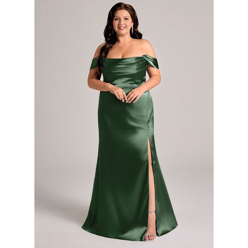 Velora Sheath Off-the-Shoulder Metallic Satin Bridesmaid Dress in Eucalyptus - official view 9
