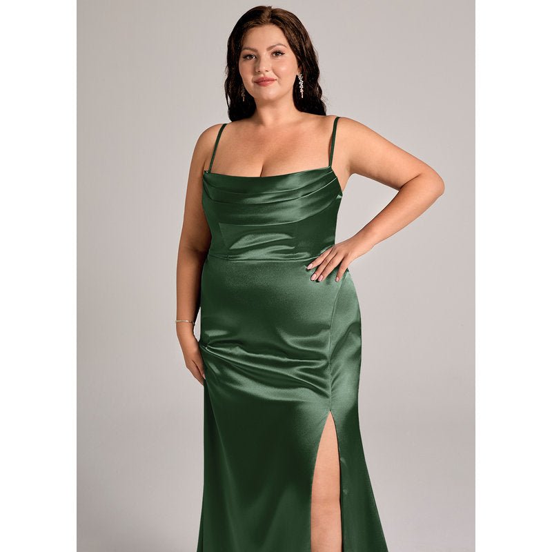 Velora Sheath Off-the-Shoulder Metallic Satin Bridesmaid Dress in Eucalyptus - official view 15