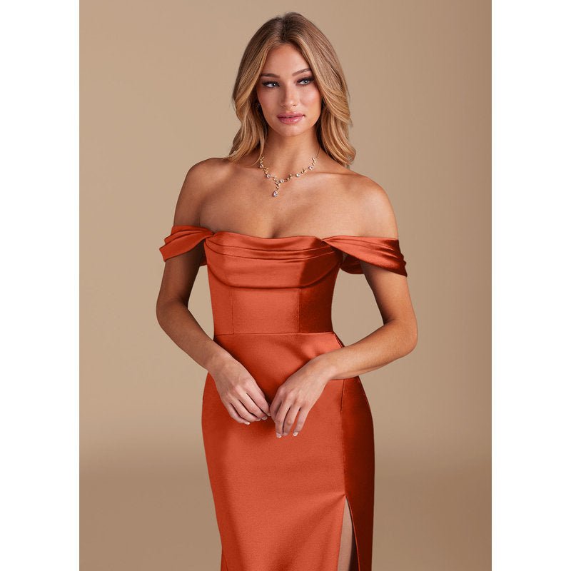 Velora (Azazie Saige) Paprika Metallic Satin Bridesmaid Dress — official gallery view 4