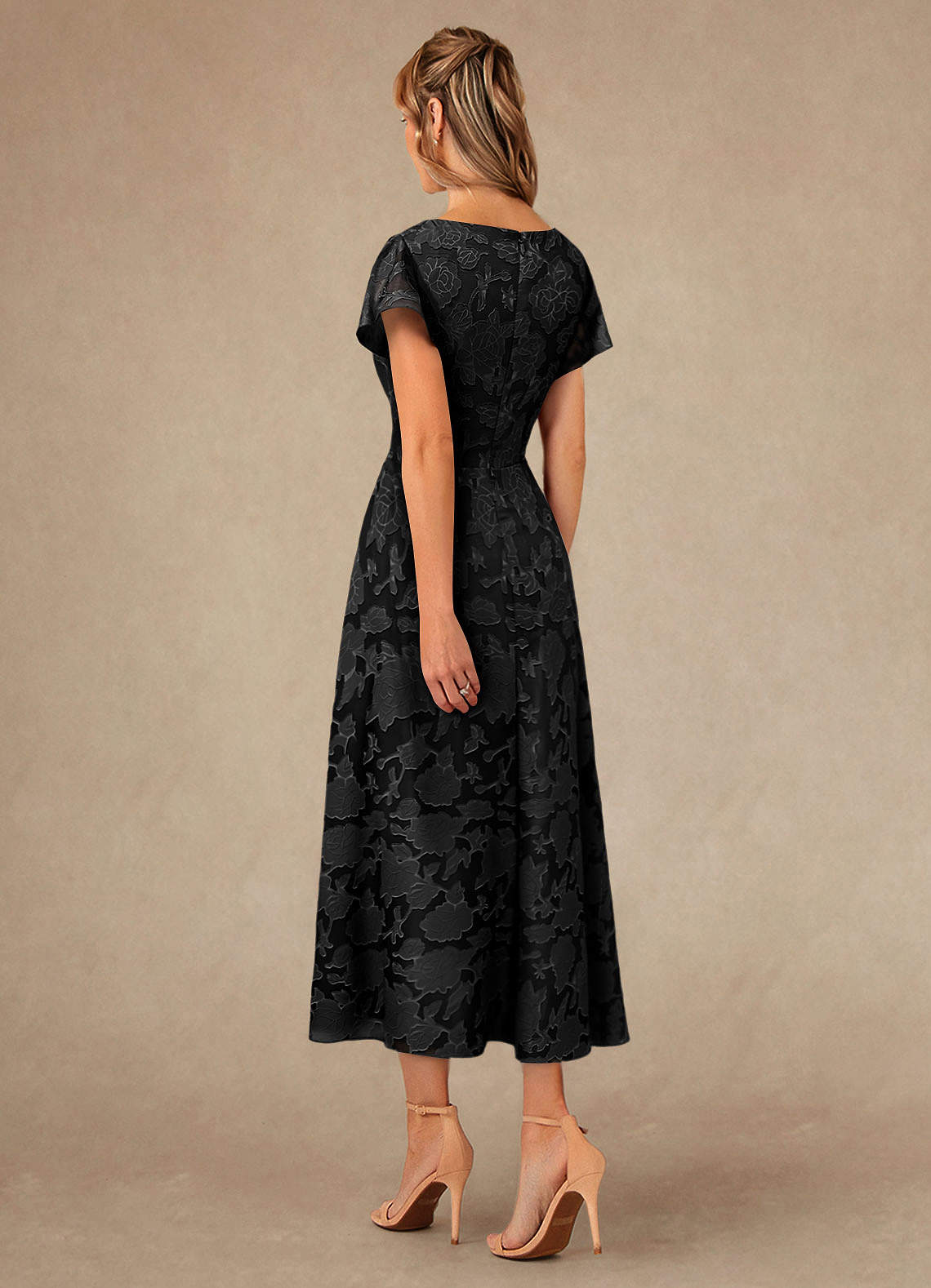 Vera A-Line V-Neck Floral Burnout Mother of the Bride Dress in Mist