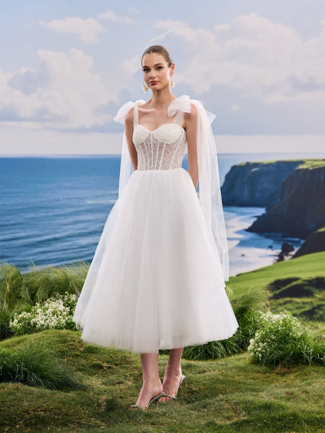 Verielle white A-Line wedding dress, front view