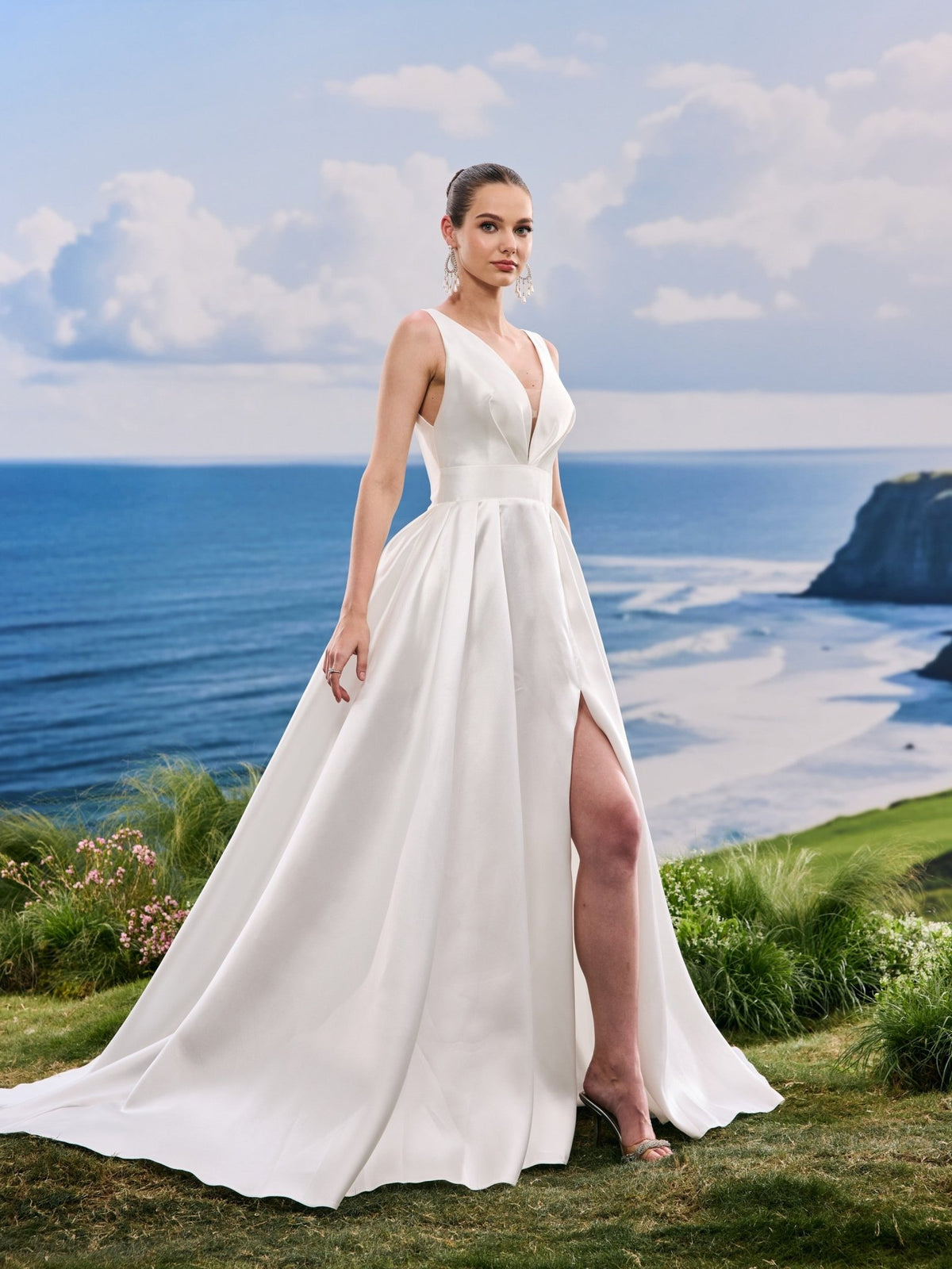 Veyra satin wedding dress - view 3