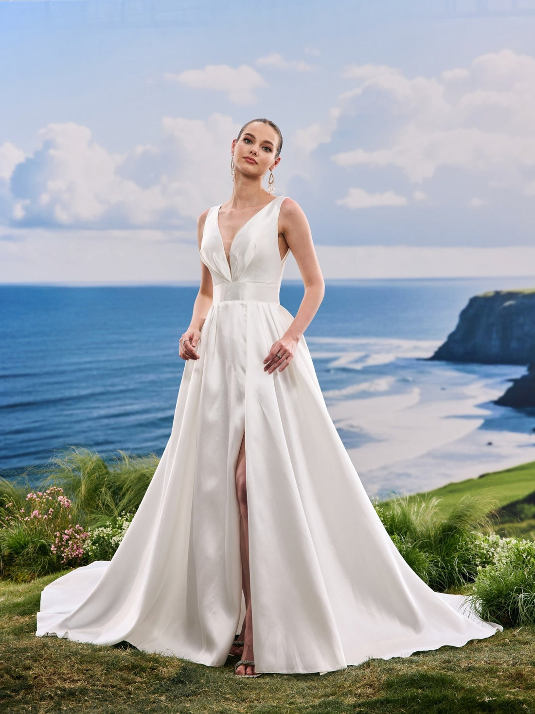 Veyra satin wedding dress - front view