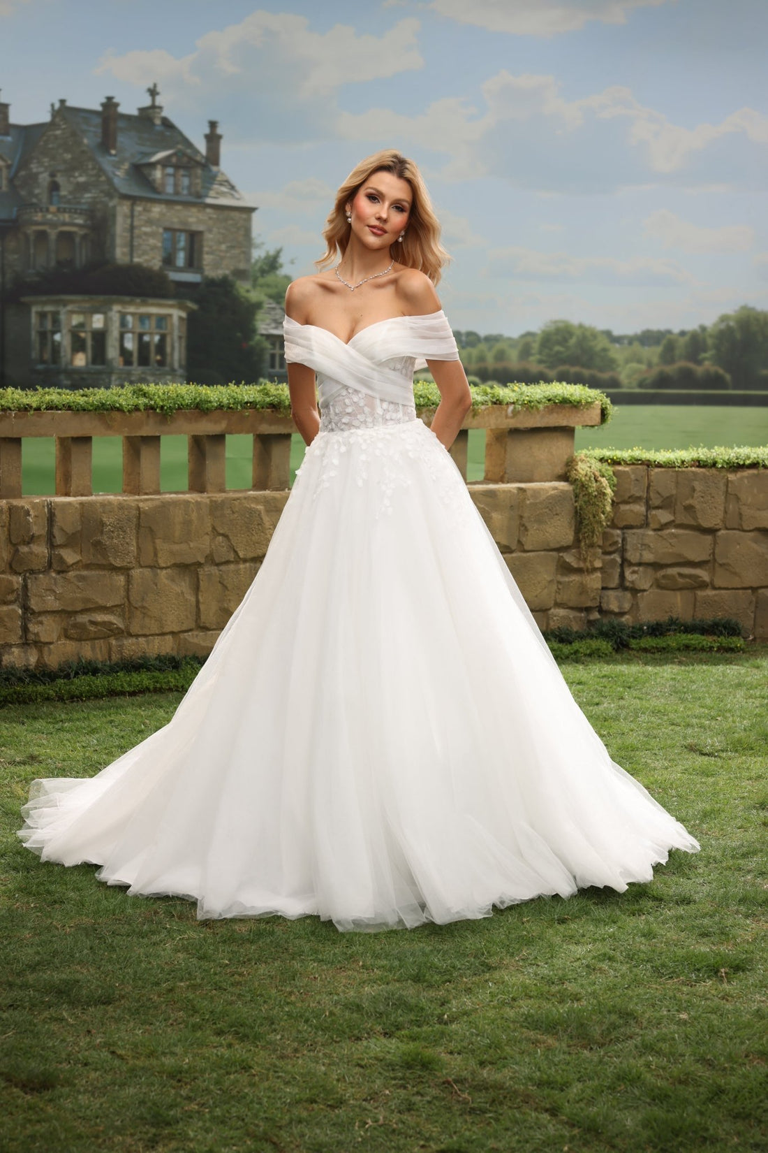 Vina white wedding dress front view 1