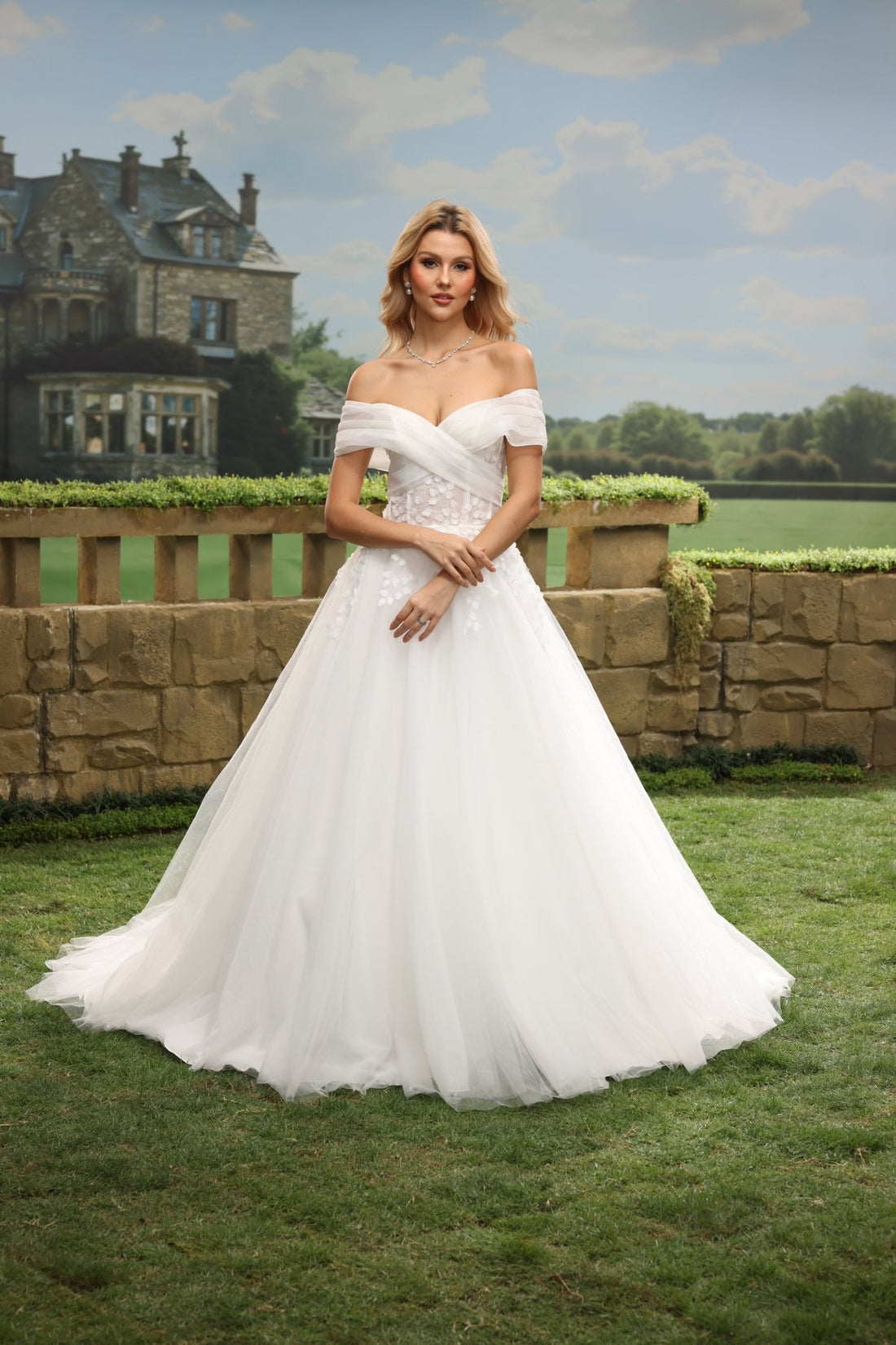 Vina white wedding dress front view 1