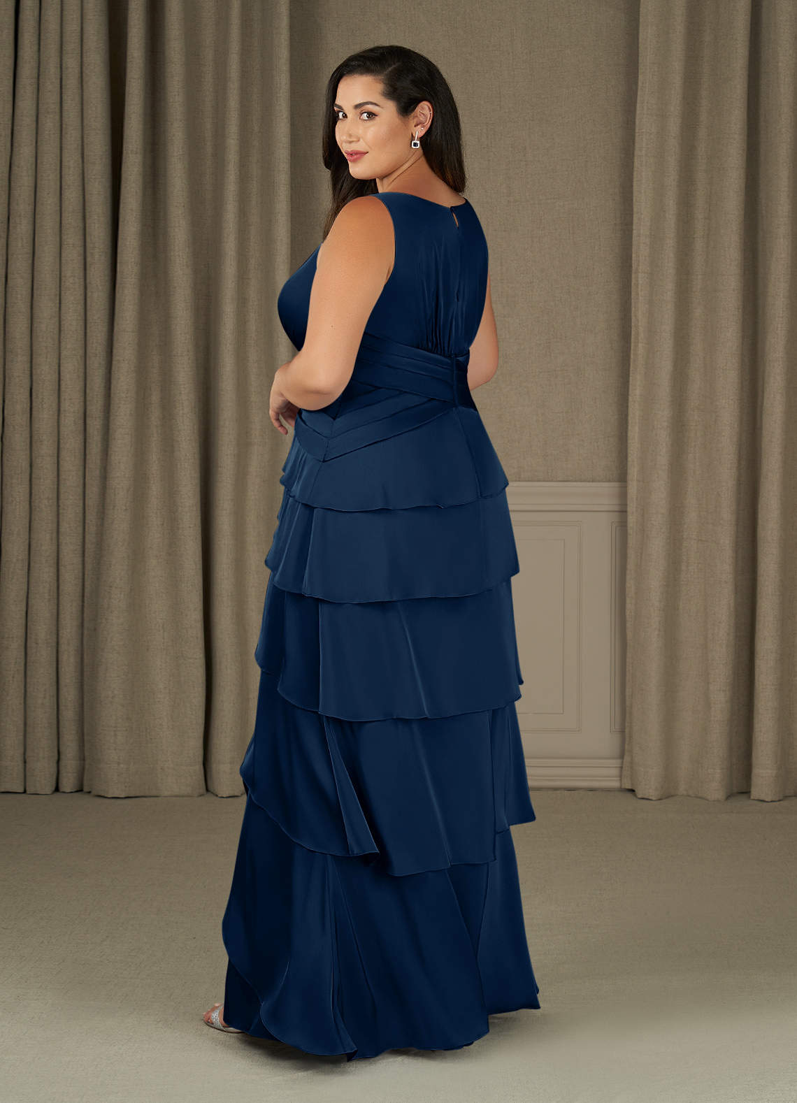 Viola A-Line V-Neck Stretch Satin Mother of the Bride Dress